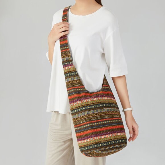 Large Canvas Crossbody Hobo Bag with Zipper Pockets, Perfect for iPad & Books - Picture 8 of 8